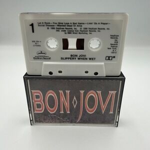 Bon Jovi Slippery When Wet Cassette Tape 1986 PolyGram Rock Music TESTED